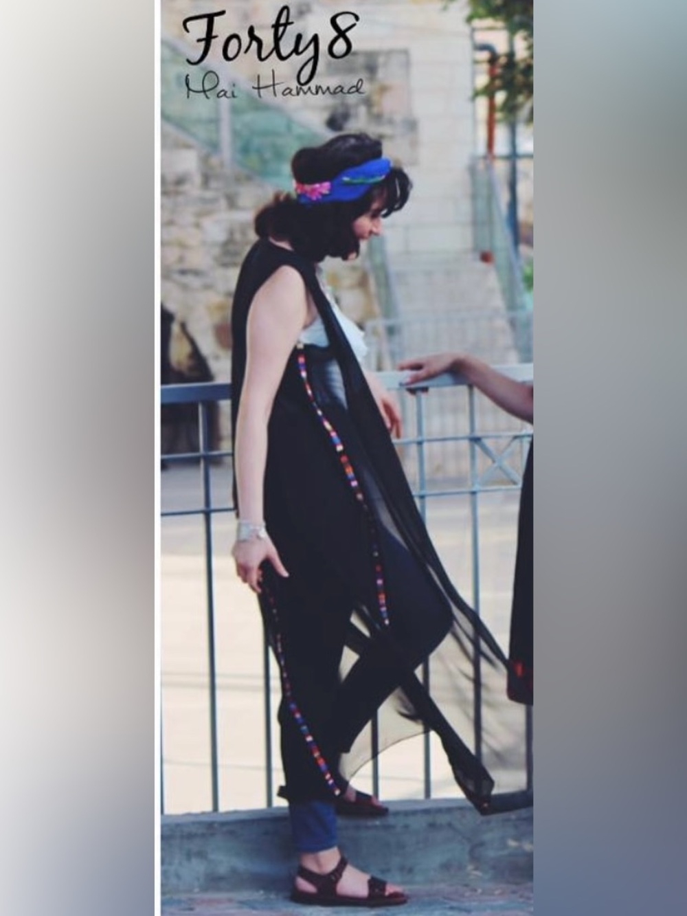 Forty8 by Mai Hammad "Falasteeni Vest" Palestine Chiffon Handstitched Tatreez